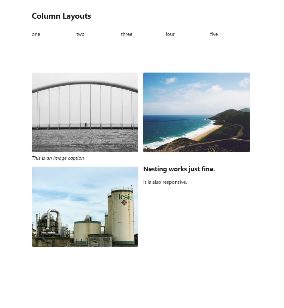 The same page in Obsidian, with the same columns, photographs and caption.